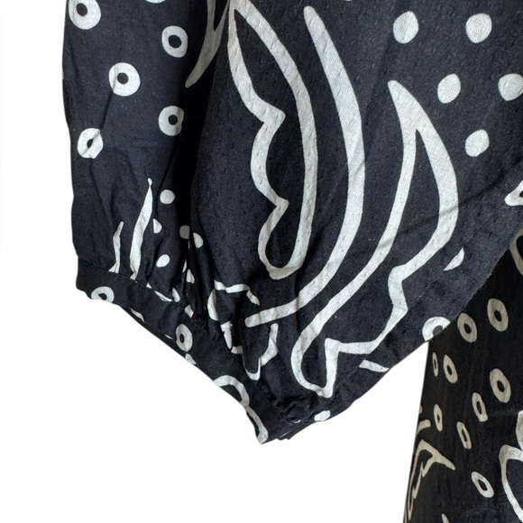 Gudrun Sjoden Organic Cotton Tunic Top Dress Black White abstract floral print - Picture 3 of 7